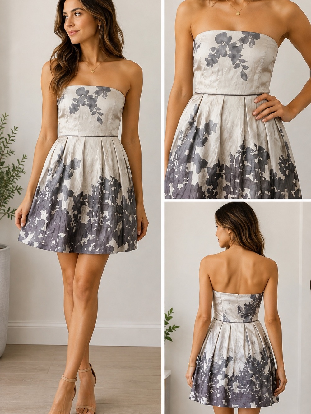 Banana Republic Floral Strapless Mini Dress Size 2